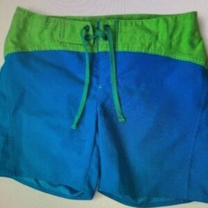 Kids Swim Shorts - Green and Blue